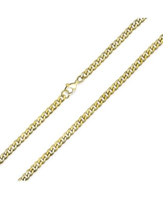 Heavy Duty Curb Chain Necklace Gold Tone Stainless Steel 4mm