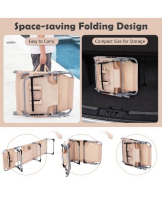 Folding Beach Lounge Chair with Pillow for Outdoor