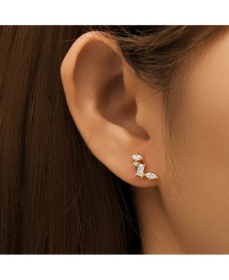 Celestial Gold Cluster Earrings - 18k Gold Plated Sterling Silver with AAAAA Cubic Zirconia