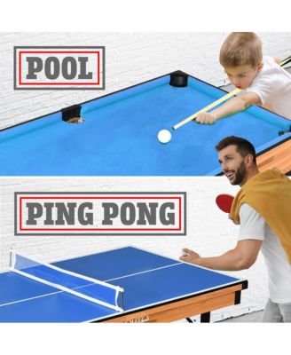 4-in-1 Multi-Function Game Table with Pool, Hockey, Shuffleboard, and Ping Pong