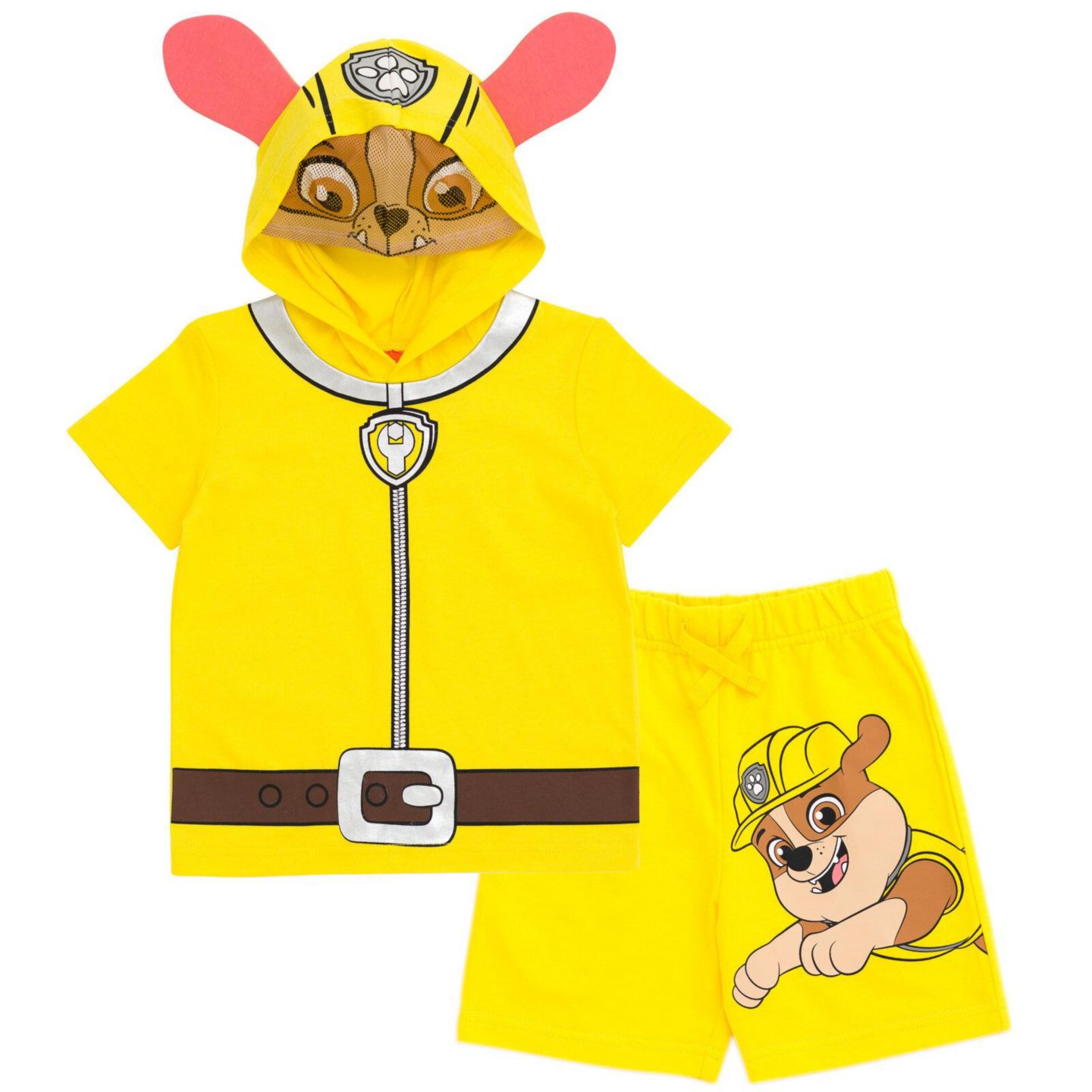 Paw Patrol Boys (6-12) Chase Skye Rubble Marshall Cosplay T-Shirt and Bike Shorts French Terry Outfit Set Toddler to Big Kid, цвет: Жёлтый — фото 1