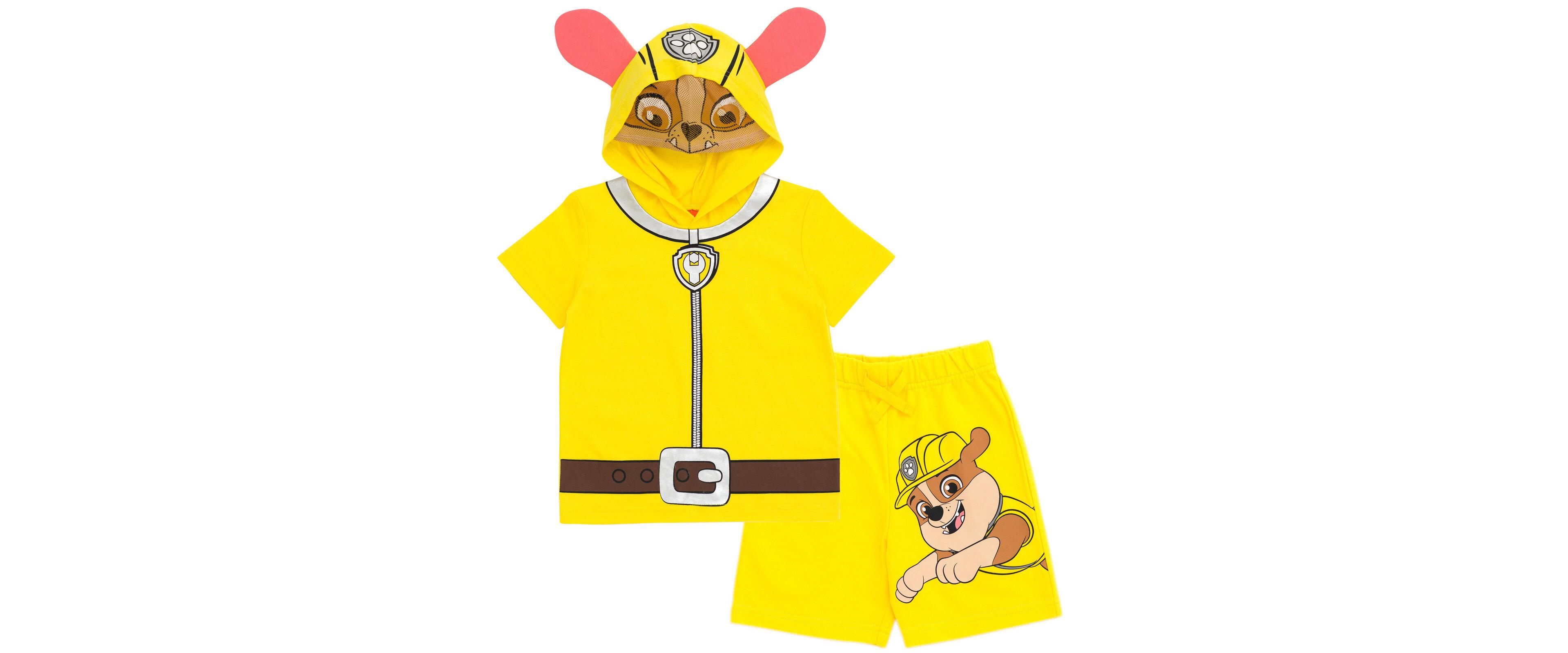 Paw Patrol Boys Chase Skye Rubble Marshall Cosplay T-Shirt and Bike Shorts French Terry Outfit Set