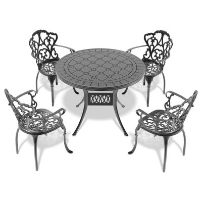 (Cushions In Random Colors)5-Piece Set Of Cast Aluminum Patio Furniture With Cushions