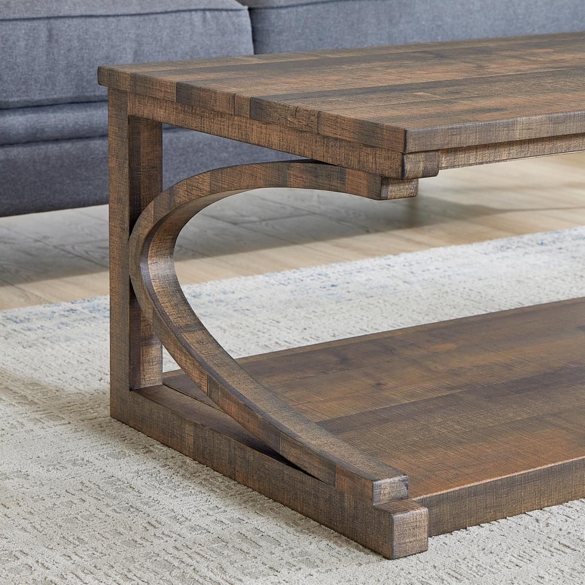 Streamdale Furniture Unique coffee table, solid wood 48 inch modern coffee table modern center table with storage, solid wood special shape coffee tab