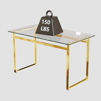 Modern Glass Dining Set with Gold Legs for 4
