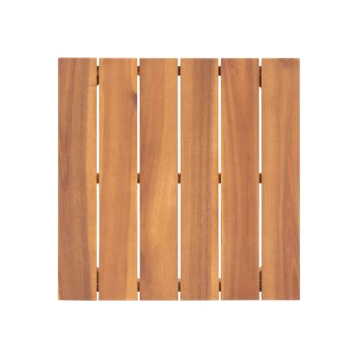 Acacia Wood Slat-Top Side Table: Minimalist Elegance For Outdoor Spaces