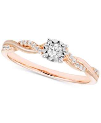 Macy's - Diamond Twist Promise Ring (1/6 ct. t.w.) in 10k Rose & White Gold