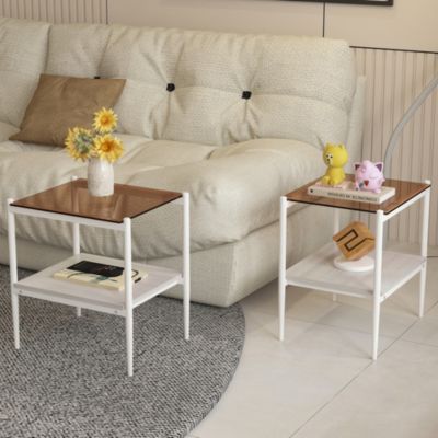 + 2-Piece Set + Glass Top + Modern Design + Rectangle End Table