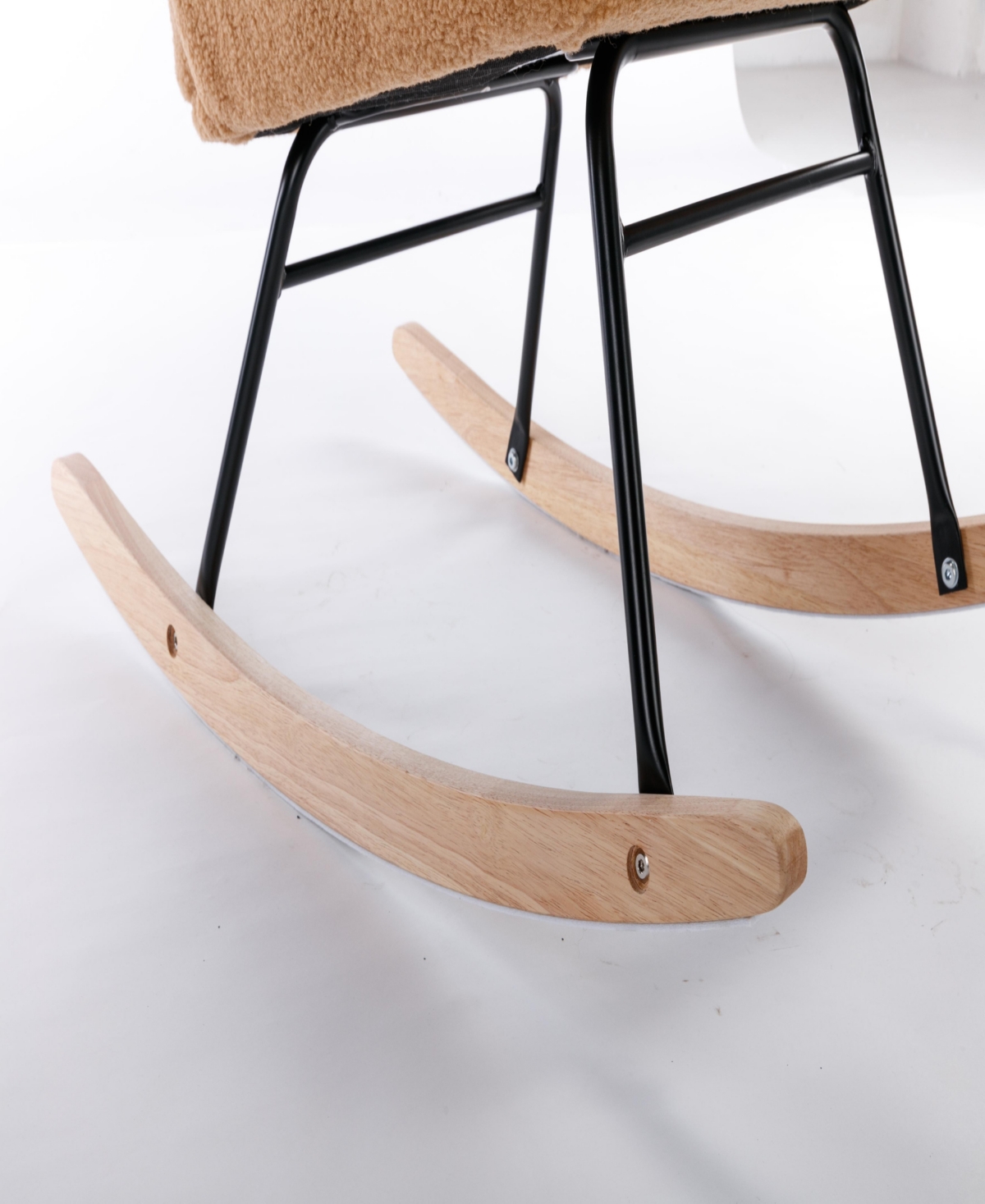 Simplie Fun Teddy Fabric Rocking Gilder Nursery Chair For Living Room Indoor, Khaki