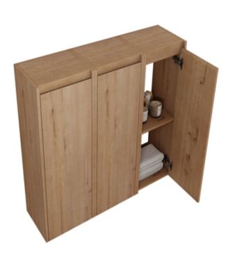 12" Bathroom Side Cabinet, 3-Soft Close Doors, Float Mounting Design