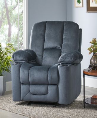 Silvery Luxury Manual Recliner with Dual Cup Holders