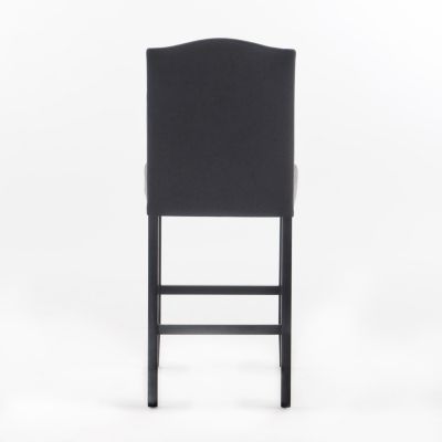 Streamdale 2 Upholstered Barstools, 27", Dark Charcoal/Walnut