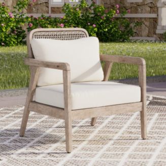 Red Barrel Studio® Set Of 2, Acacia Wood Outdoor Club Chair, Deep Seating With Soft Cushion, Porch Chairs For Garden, Backyard Porch Balcony, Teak Finish & Beige Cushion