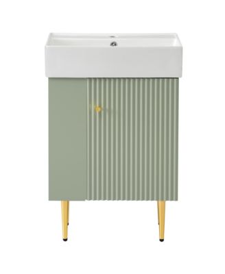 21.6" MDF & Ceramic Soft-Close Door & Side Storage Vanity Cabinet