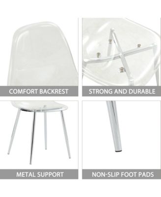 Nordic Transparent Dining Chairs with Metal Legs (Set of 4)