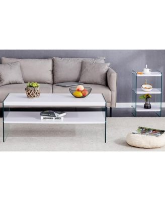 3-Tier Bedside Table with Glass Panels and MDF Surface