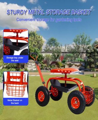 Multipurpose Garden Cart with Rolling Seat