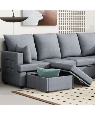 Modern L shape Modular Sofa, 5 Seat Chenile sectional Couch Set with 2 pilows lncluded, freely CombinableIndoor Funiture for Living Room, Apartment, Office, 3 Colors