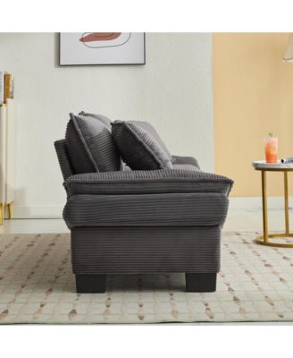 Corduroy Sleeper Sofa with Pillows