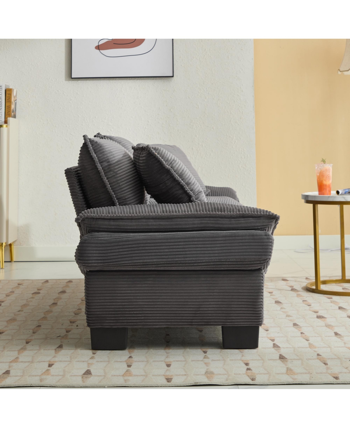 Streamdale Furniture Corduroy Sofa Sleeper Couch Loveseat Sofa with Pillows Comfy Upholstered Deep Seat Sofa for Bedroom, Living Room, Apartment, Offi