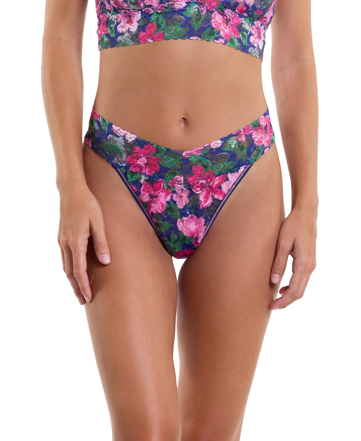 Hanky Panky Women's Printed Signature Lace Original Rise Thong In Tis' The Season Blue