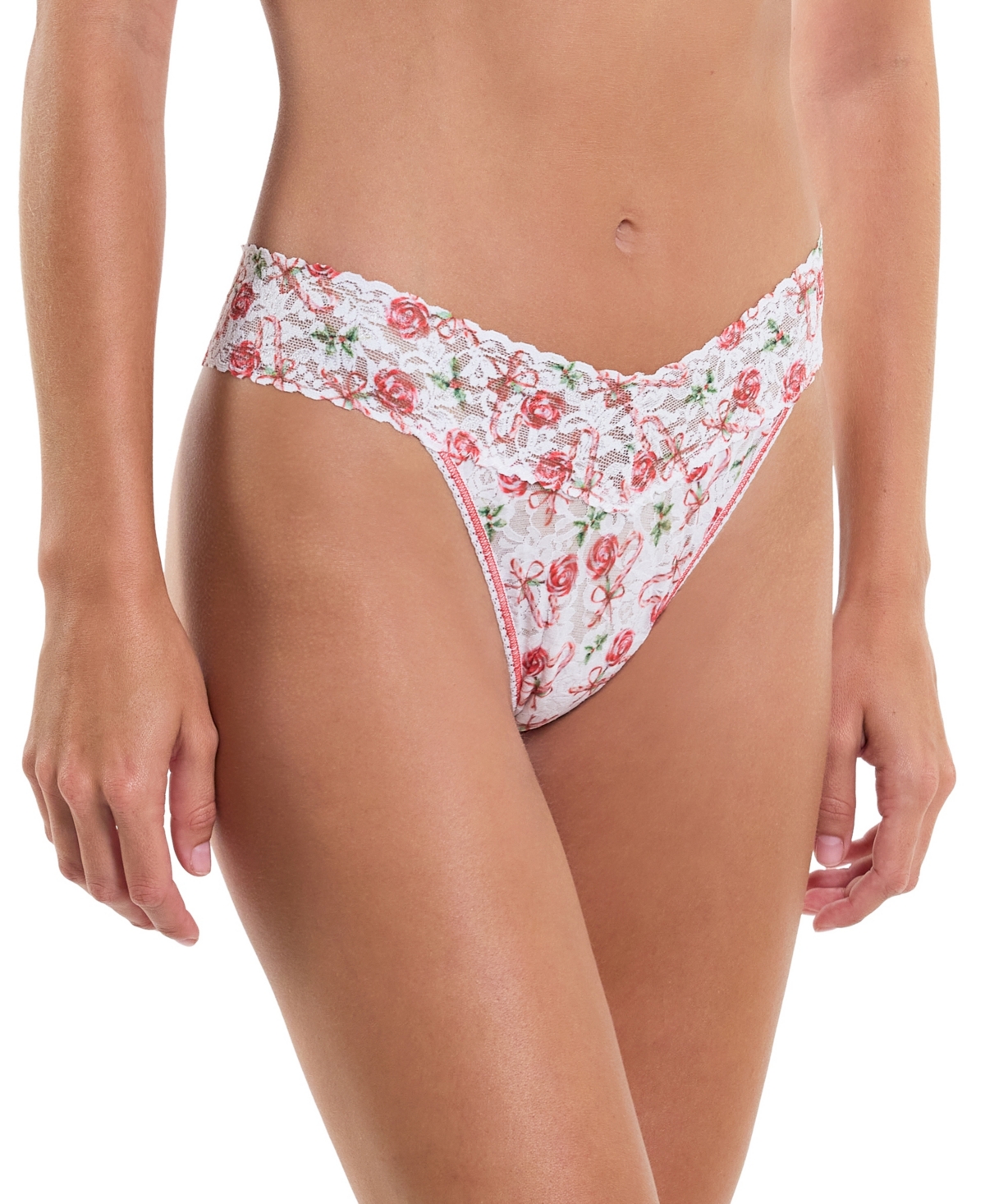 HANKY PANKY WOMEN'S PRINTED SIGNATURE LACE ORIGINAL RISE THONG 