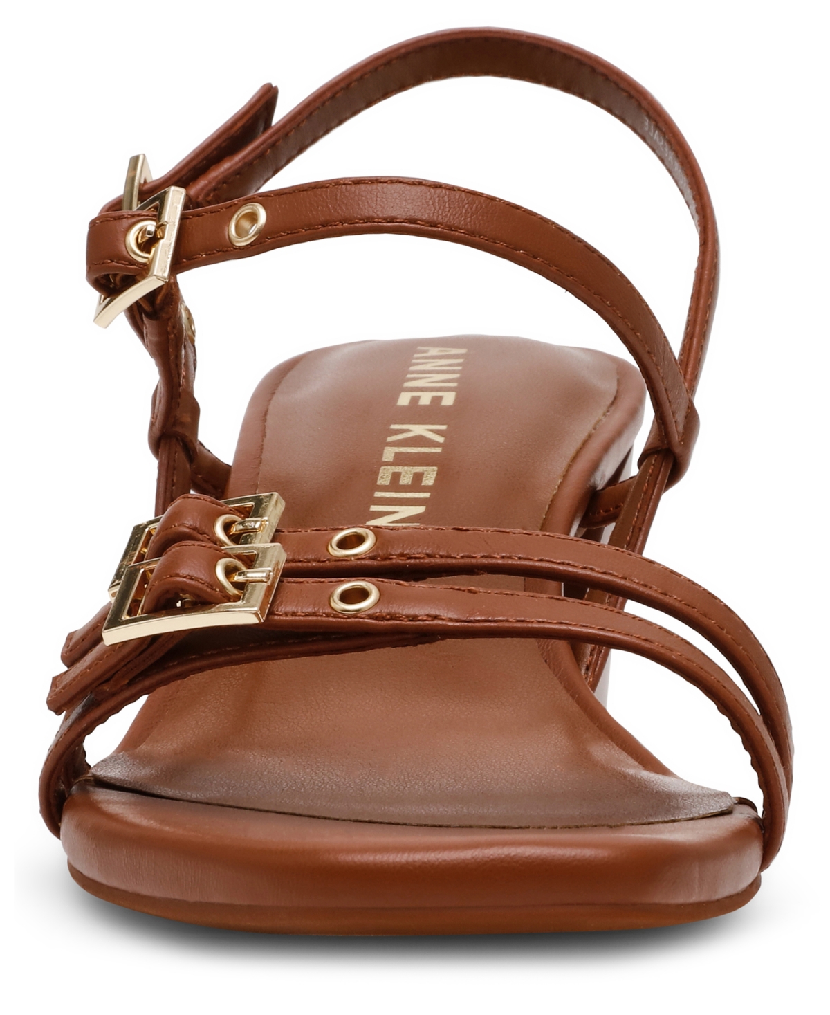 Anne Klein Women's Mackenzie Strappy Buckle Block Heel Dress Sandals In Brown