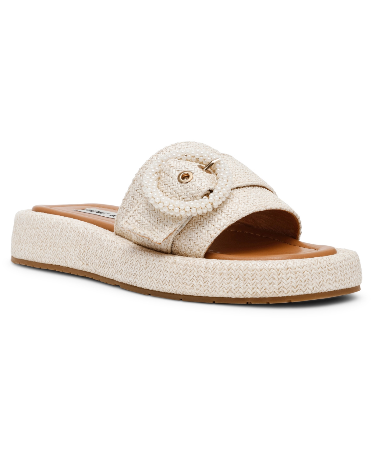 ANNE KLEIN WOMEN'S STARLA BUCKLE ORNAMENT PLATFORM FLAT SANDALS