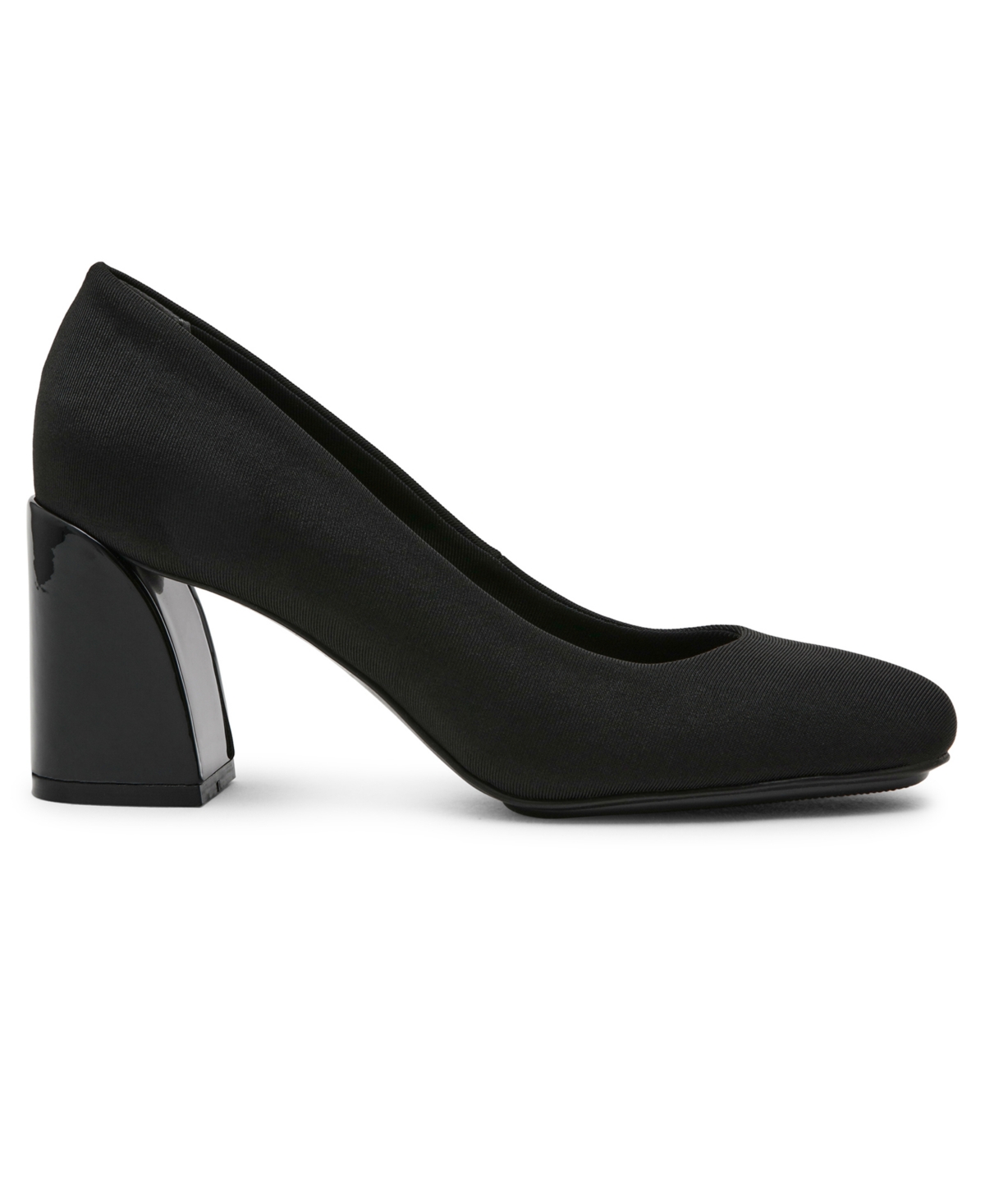 Anne Klein Women's Graham Round Toe Block Heel Pumps In Black Stretch