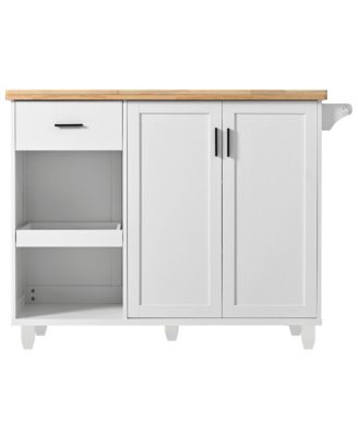 Kitchen Island Cart with Foldable Counter, Slide-Out Shelf, Wheels