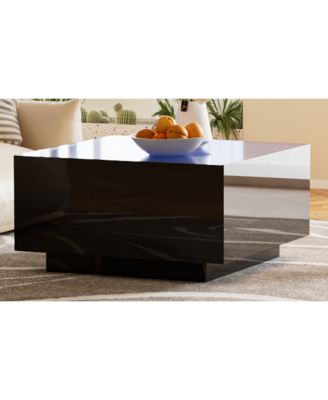 Modern LED Coffee Table with Frosted Glass Top (Black, 27.5")