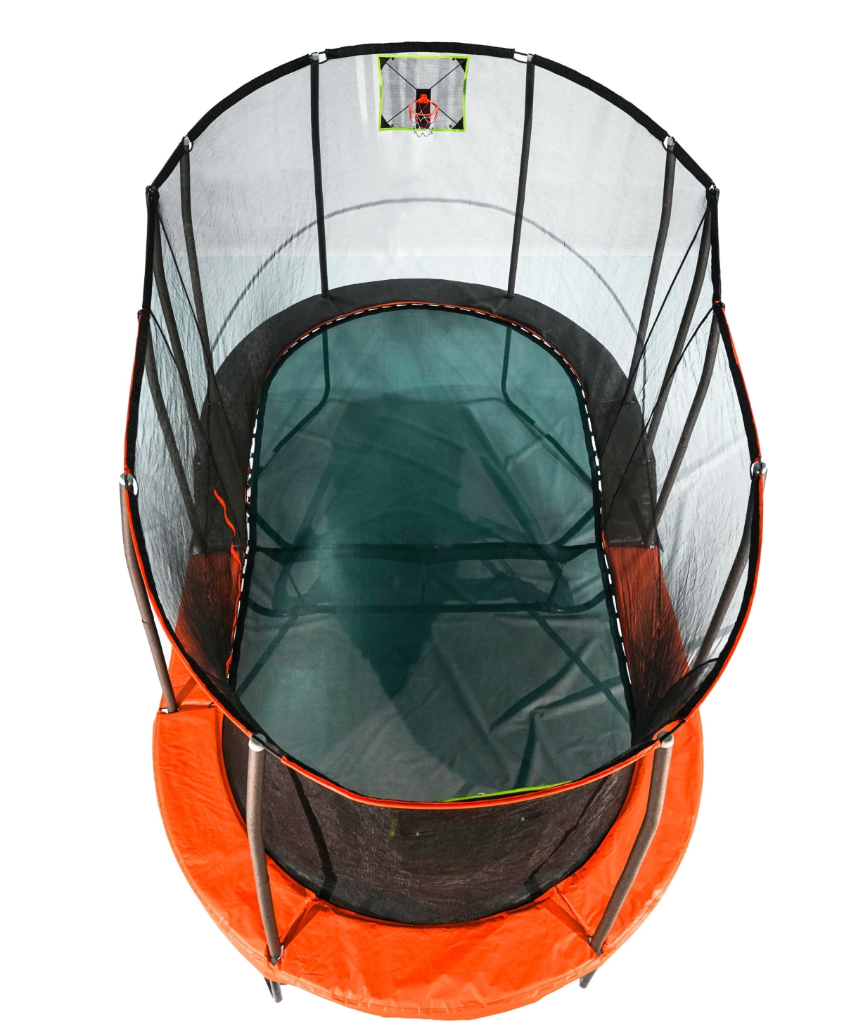 JumpKing 10ft x 17ft Giant Oval Multi Level Heavy Duty Big Backyard Trampoline With Enclosure, Toss Game, and Hoop