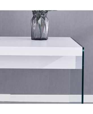 Streamdale Modern Coffee Table MDF Top, Clear Glass Sides