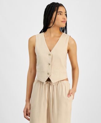 Hippie Rose - Juniors' Sleeveless Striped V-Neck Vest