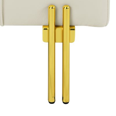  Anti-Scratch Leather Storage Ottoman with Golden Legs (Beige)