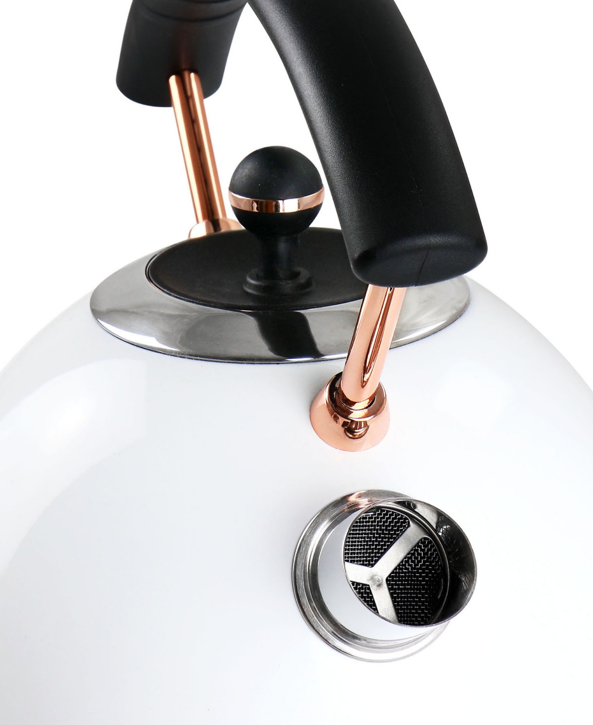 Megachef 1.8l White Half Circle Electric Tea Kettle With Th In White