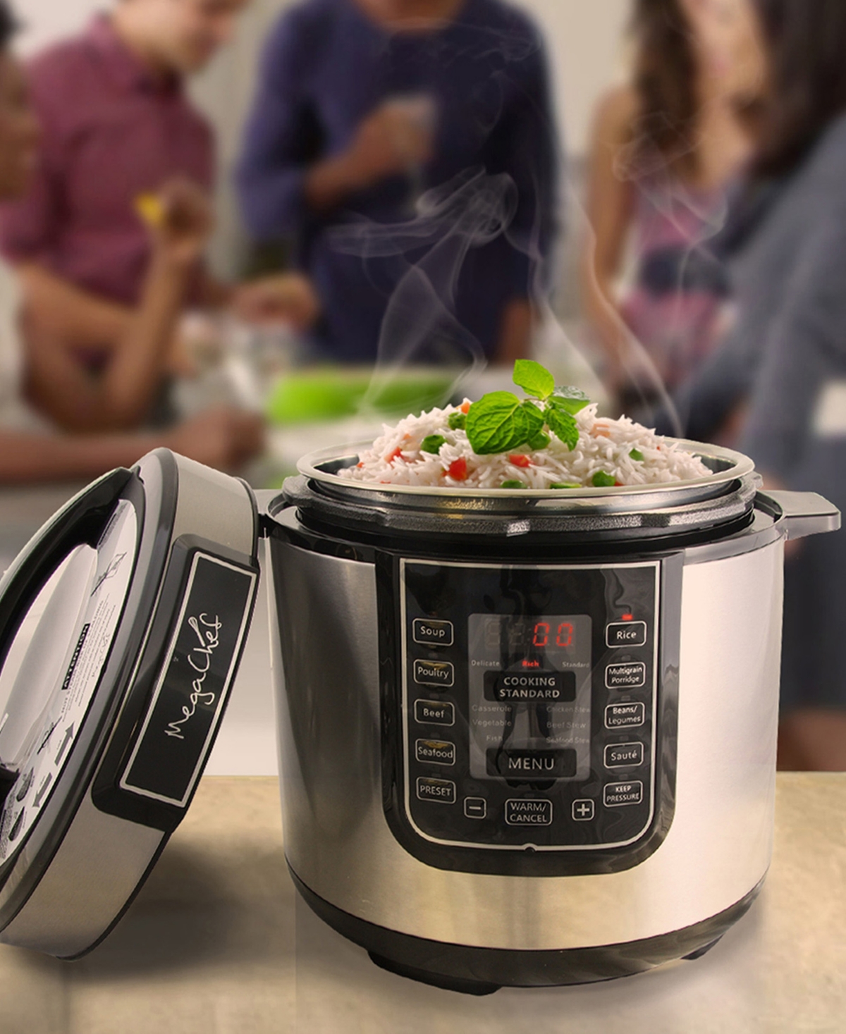 Megachef 6 Quart Digital Pressure Cooker With 14 Pre-set Multi-function Features In Silver
