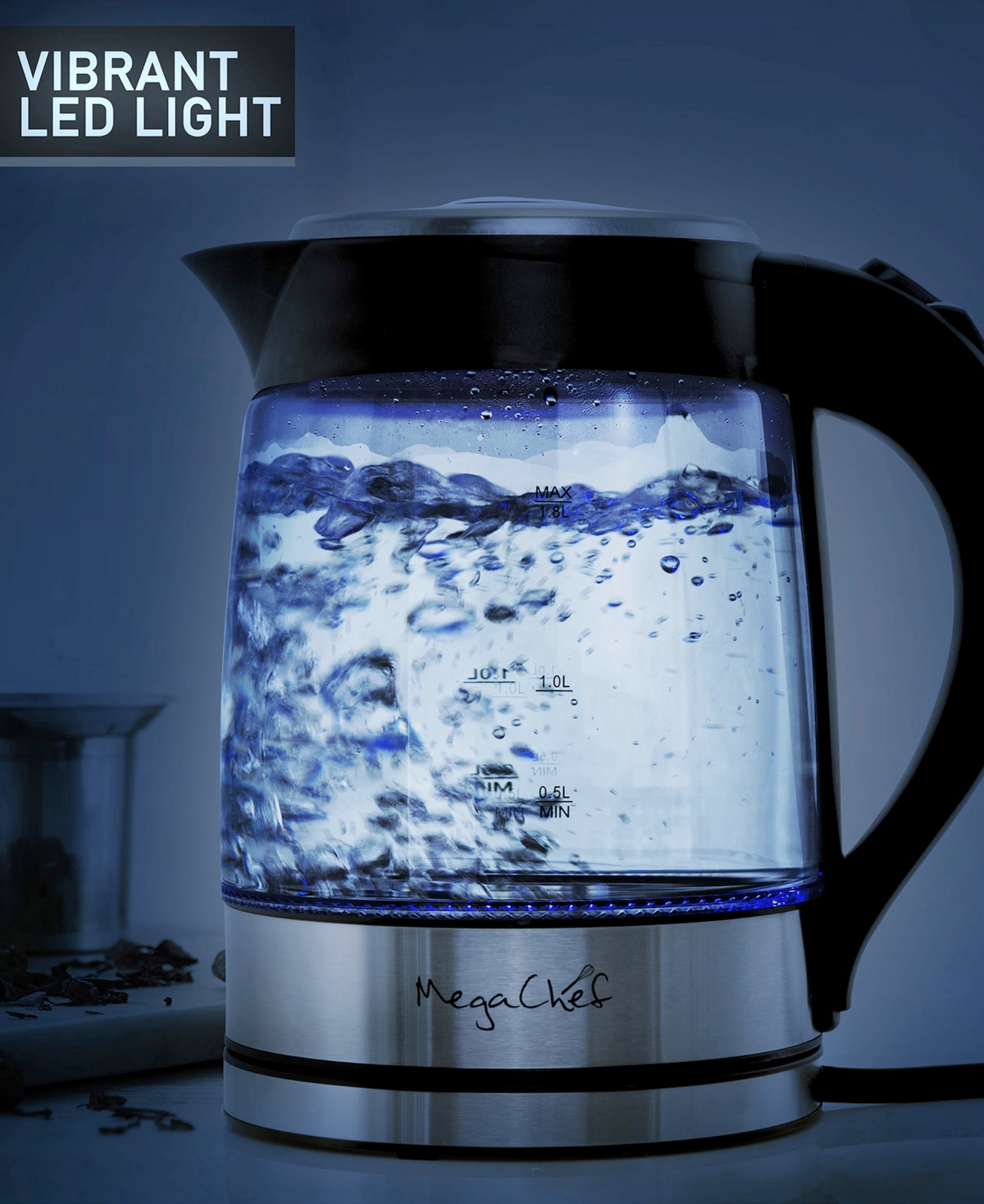 Megachef 1.8liter Stainless Steel Electric Tea Kettle In Clear