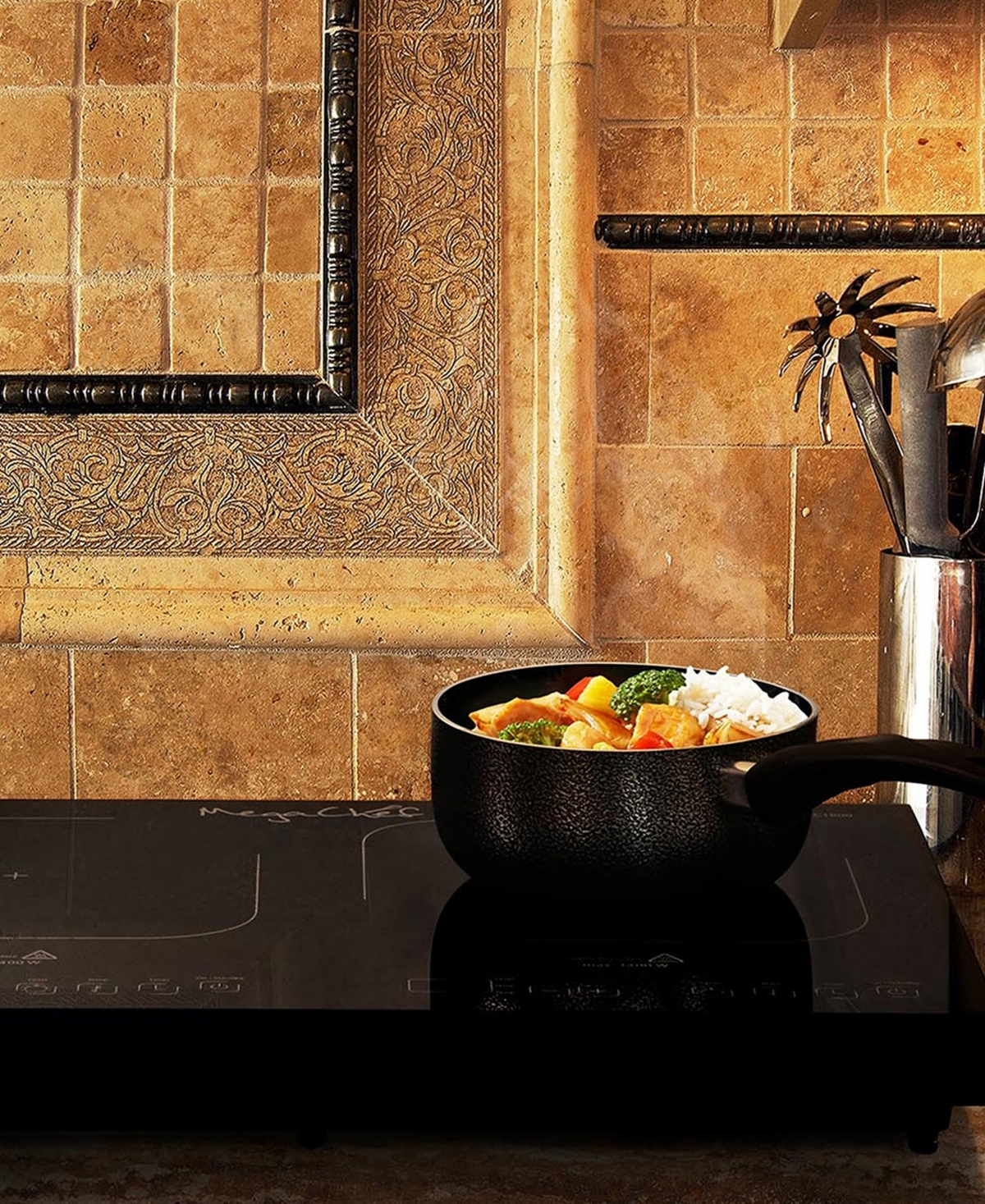 Megachef 1800 Watts Dual Induction Cooktop In Black
