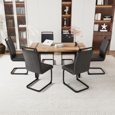 59" Industrial-Style 6-Piece Dining Set