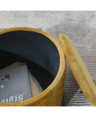 Chenille Storage Ottoman with Stool and Desktop