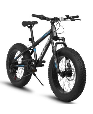 20 inch Fat Tire Bike Adult/Teen Full Shimano 7 Speed Mountain Bike, Dual Disc Brakes, High Carbon Steel Frame, Front Suspension, Mountain Dirt Bike, City Commuter City Bike, Fat Tire Bike