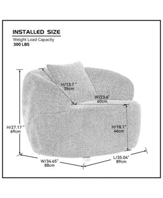 360 Swivel Mid Century Modern Curved Sofa, 1-Seat Cloud couch Boucle sofa Fabric Couch, Orange