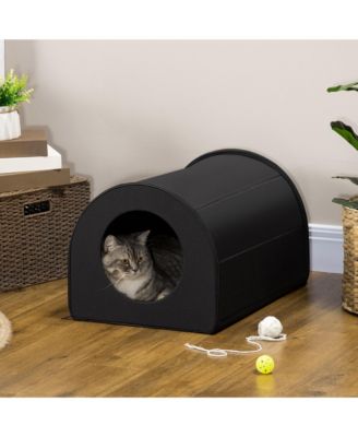 Dome Heated Cat House Portable and Waterproof Pet Shelter for Kitty in Winter, Black