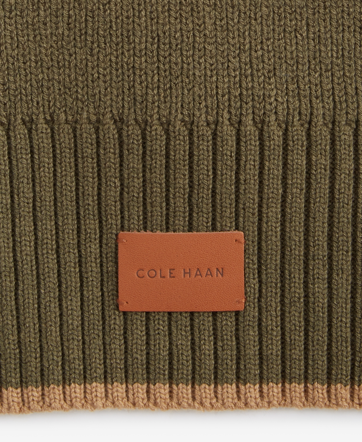 Cole Haan Men's Heritage Ribbed-knit Tipped Scarf In Olive