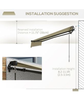 8' x 6.5' Retractable Awning, Patio Awning Sunshade Shelter with Manual Crank Handle, 280gsm UV Resistant Fabric and Aluminum Frame for Deck, Balcony, Yard, Beige