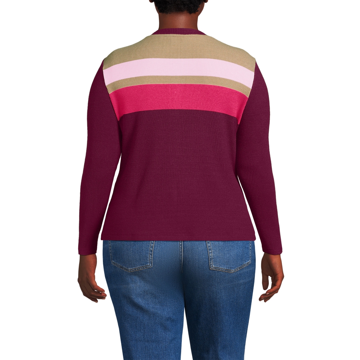 Lands' End Plus Size Long Sleeve Cozy Rib Henley Top