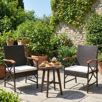 4PCS Patio PE Wicker Dining Chairs with Soft Zippered Cushions Armchairs