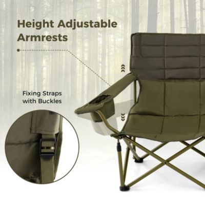3 Person Folding Camping Chair Heavy-Duty Camp Couch with 2 Cup Holders Padding