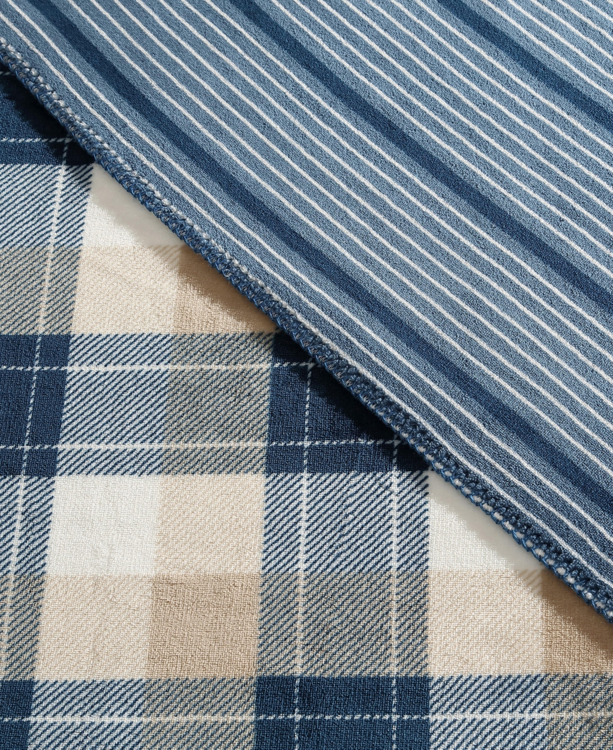Nautica Brushed Flannel Throw, 70" X 50" In Navy,white